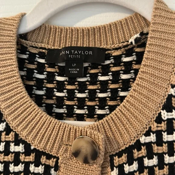 Ann Taylor Petite Geo Stitch Sweater Jacket - Picture 7 of 10